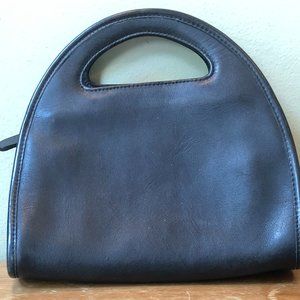 Vintage Black Leather Coach Carousel Half Moon Handle Purse